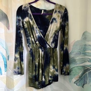 Tie dye Long Sleeve Romper